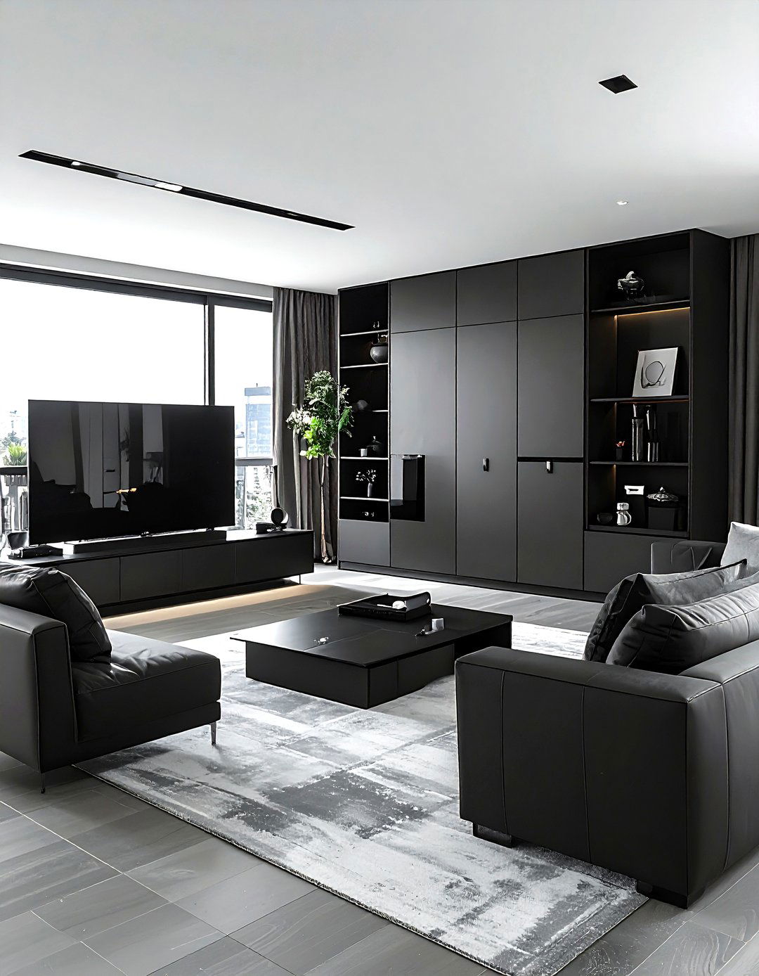 TV Stand With Cabinets - 30 living room creative storage ideas