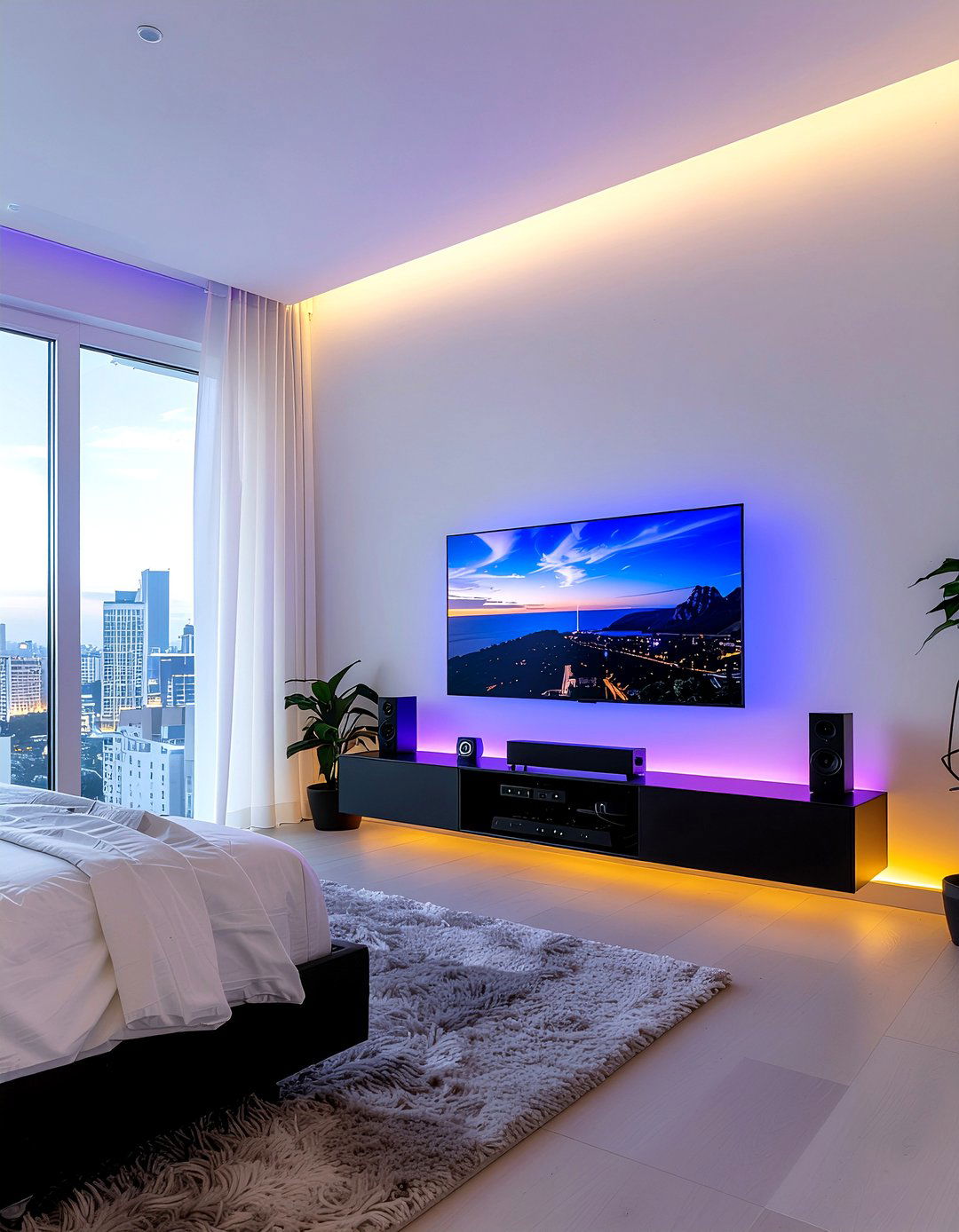 TV With Led Backlighting - 30 bedroom tv ideas