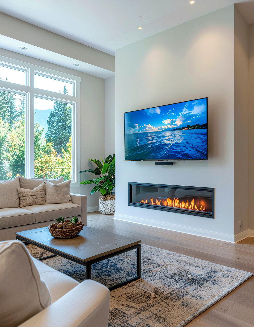 TV above fireplace - 30 fireplace decor ideas