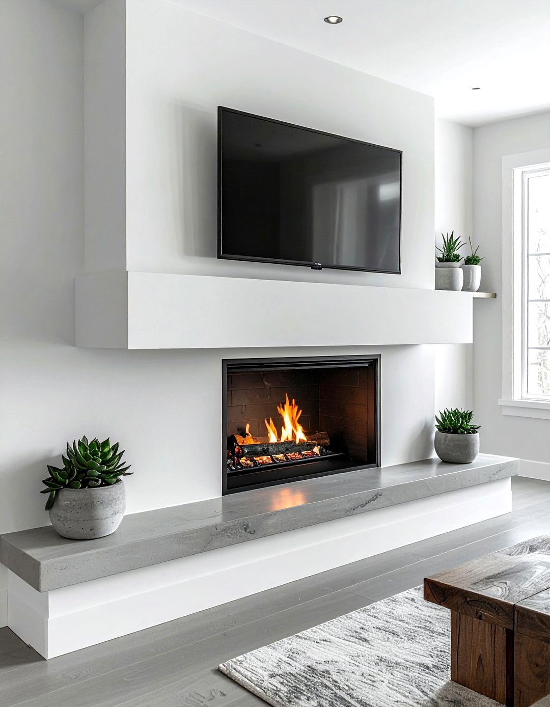 TV above fireplace mantel - 30 mantel styling ideas
