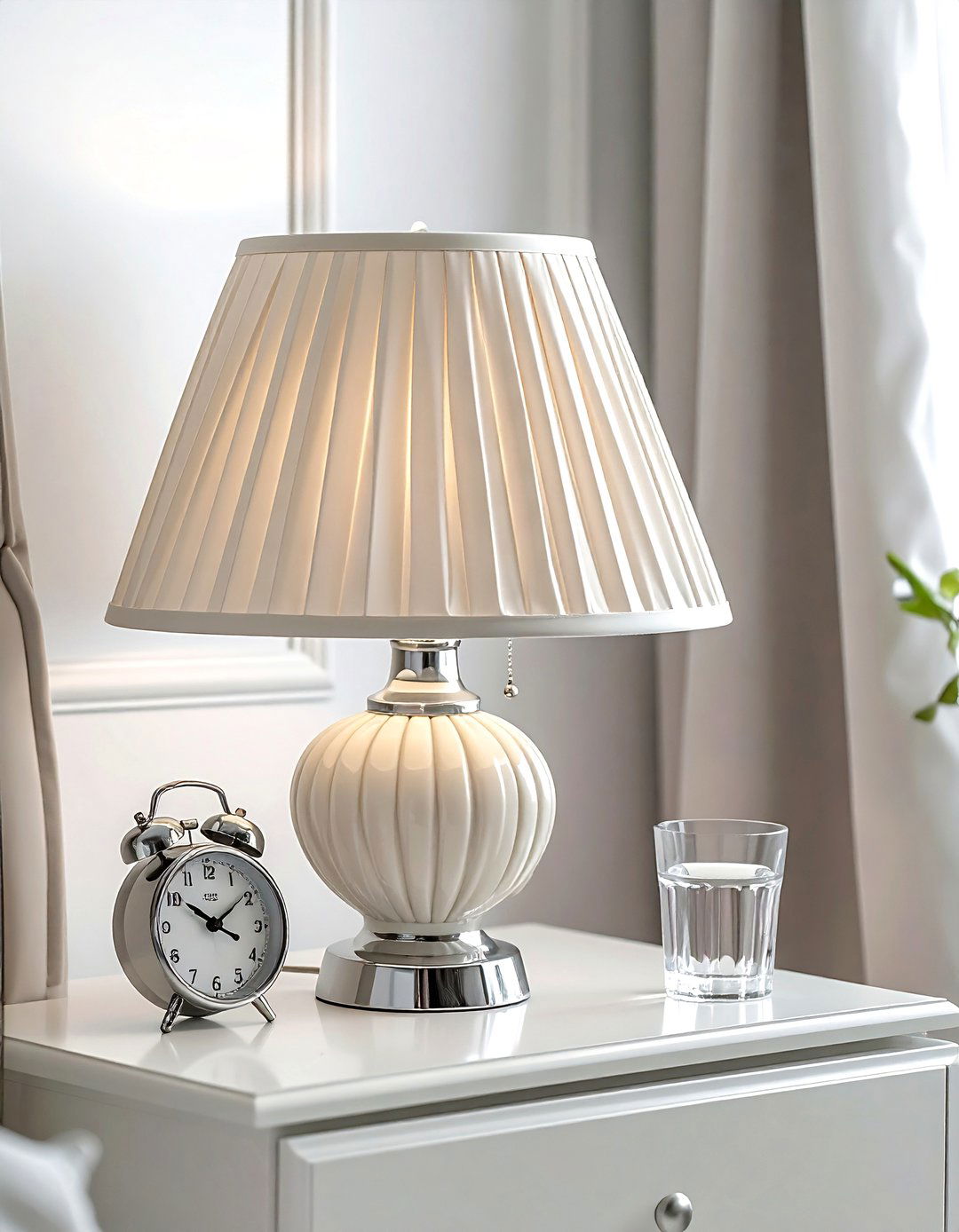 Table lamp with pleated shade - 30 nightstand styling ideas