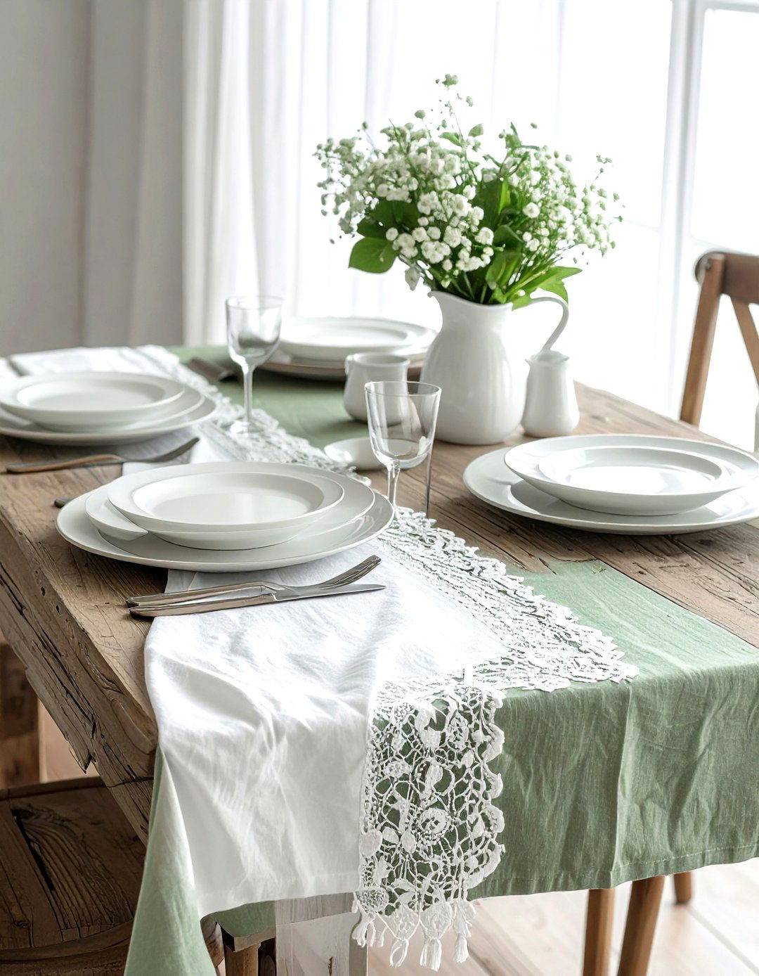 Tablecloth and runner - 30 temporary dining room ideas