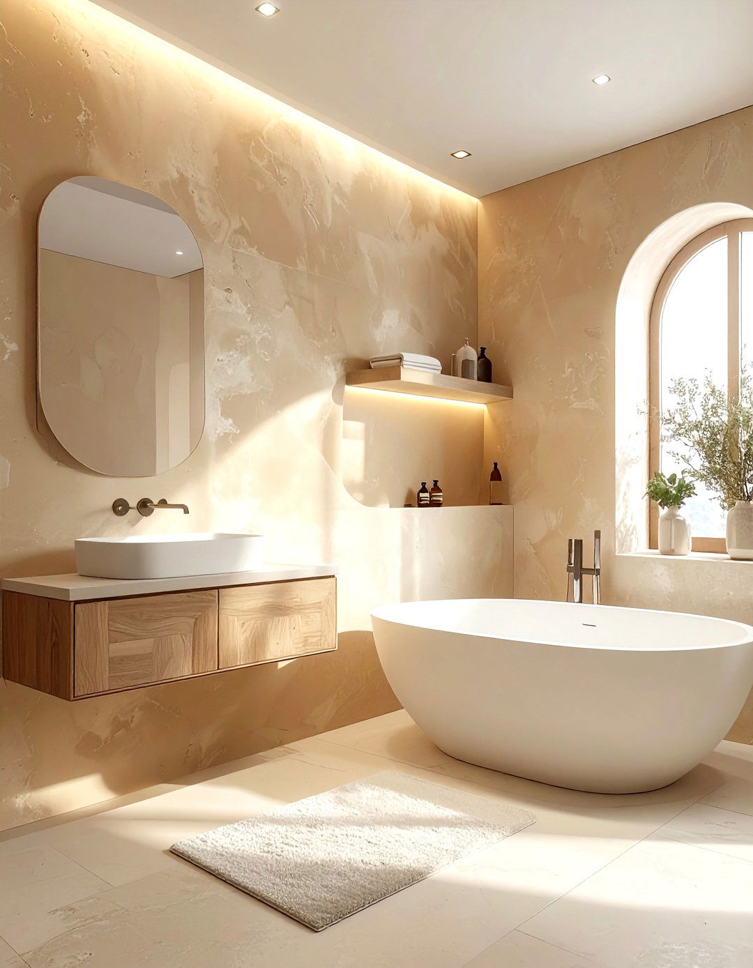 Tadelakt Plaster Wall - 30 Moroccan bathroom ideas