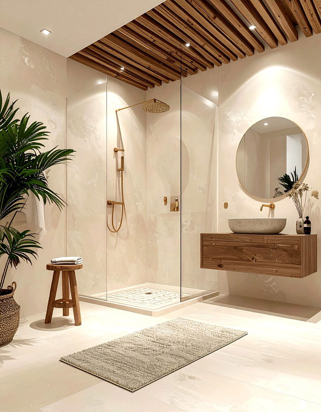 Tadelakt plaster wall finish - 30 Mediterranean bathroom ideas