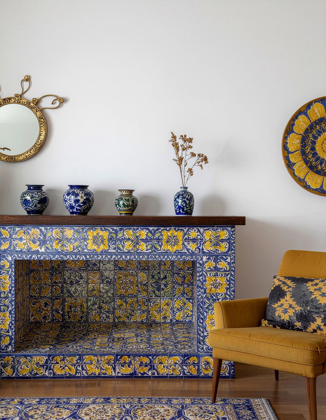 Talavera Tile Fireplace - 30 Mexican living room ideas