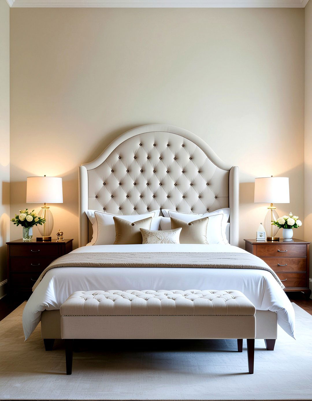 Tall Arched Tufted Headboard - 30 bedroom tufted headboards