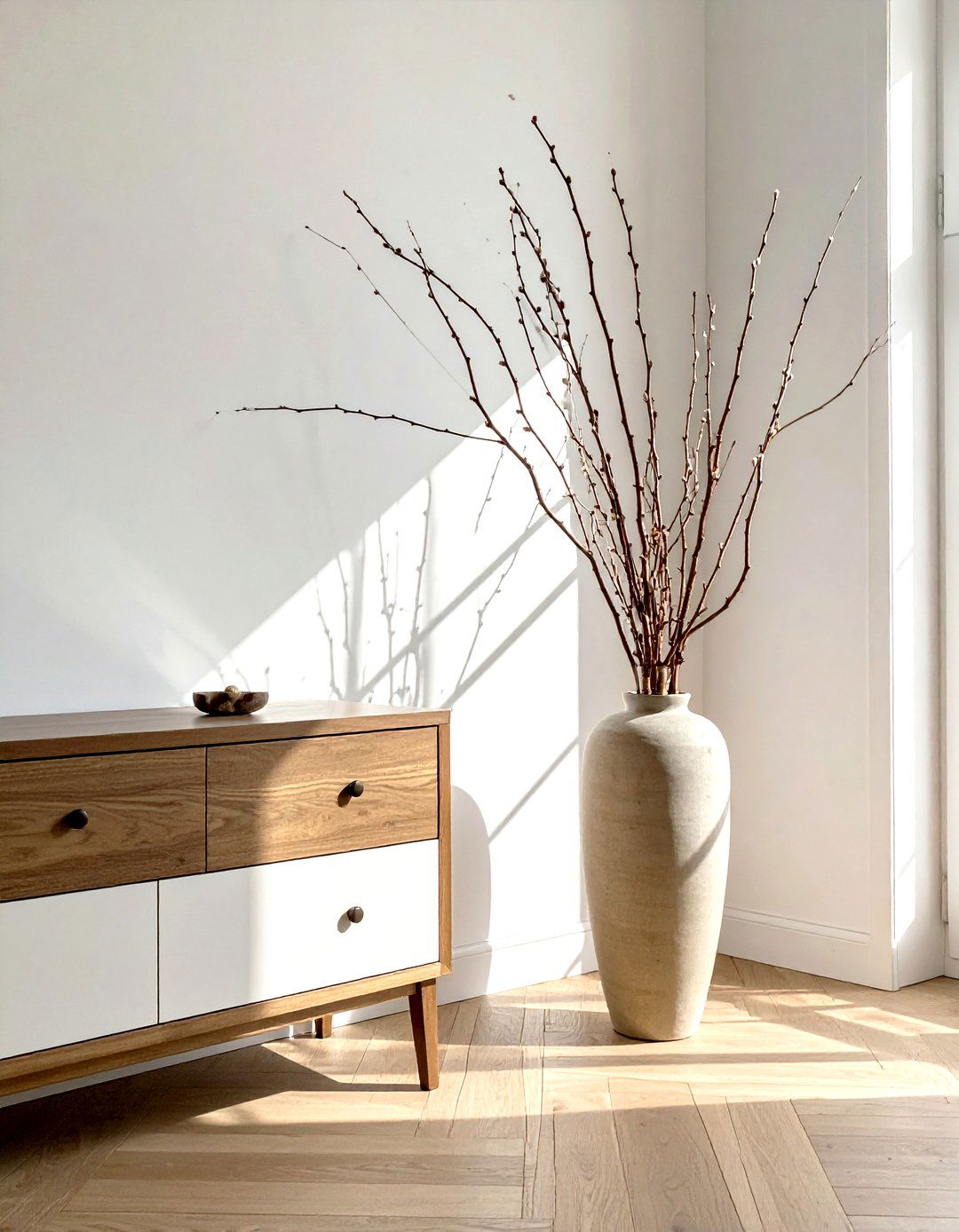 Tall Branches In Floor Vase - 30 dresser decor ideas