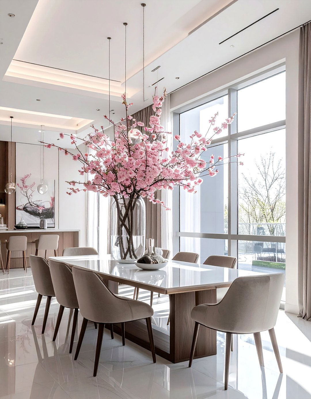 Tall Cherry Blossom Branches - 30 dining room flower ideas