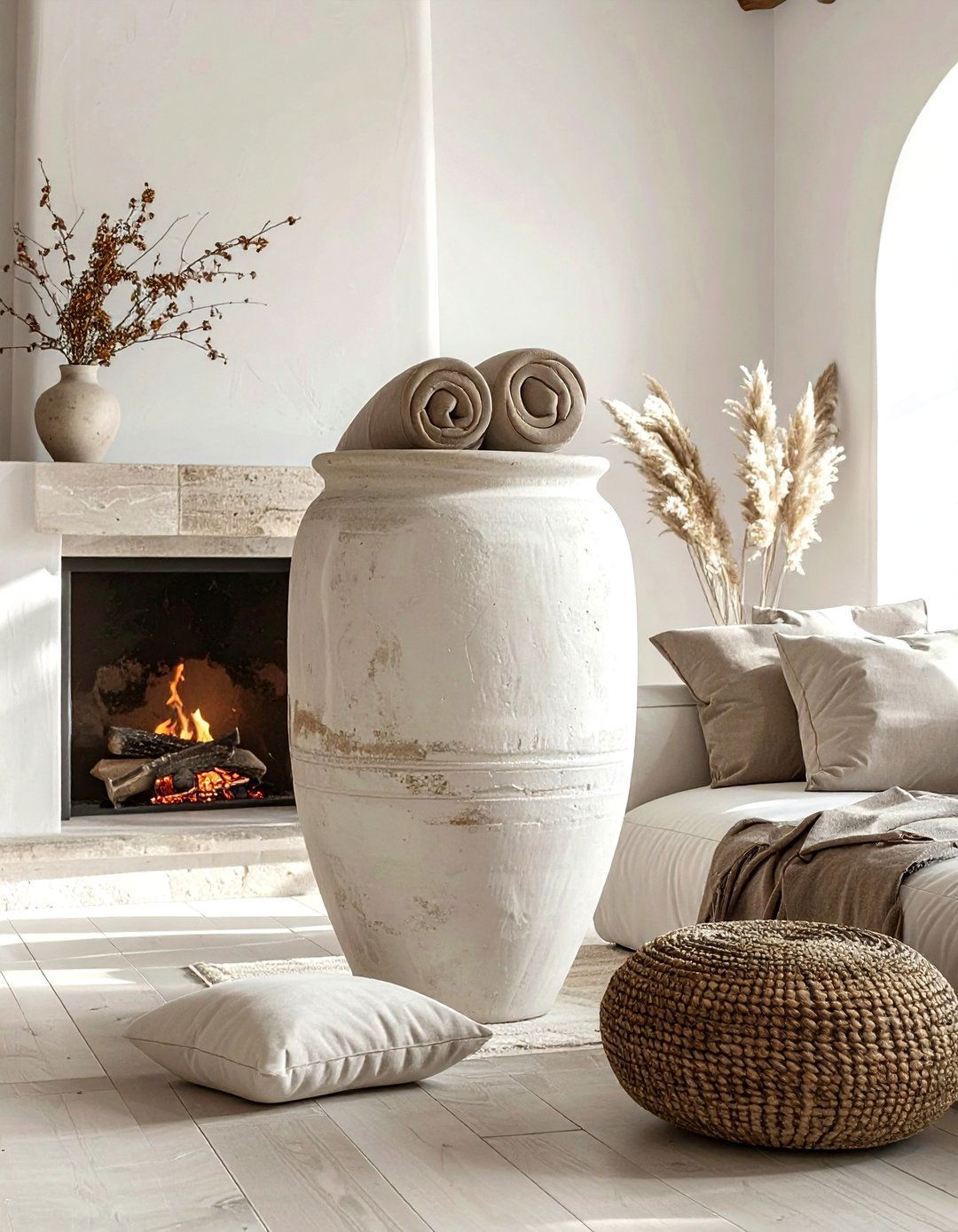 Tall Floor Vase - 30 living room pillow storage ideas