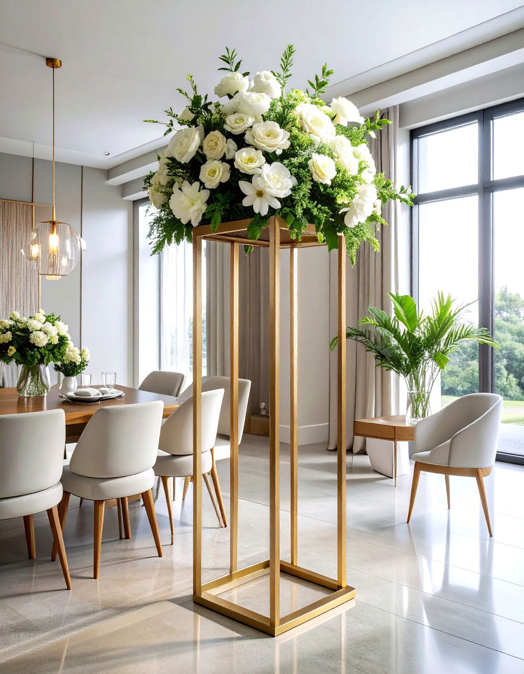 Tall Geometric Metal Stand - 30 tall centerpiece dining ideas