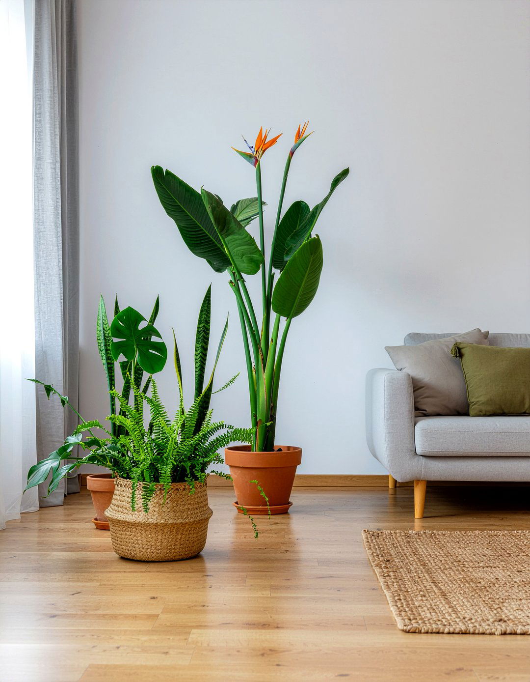 Tall Indoor Plant Arrangement - 30 living room focal point ideas