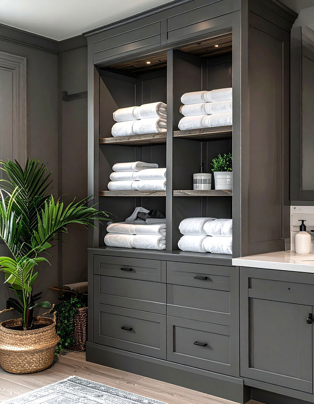 Tall Linen Tower - 30 bathroom cabinet storage ideas