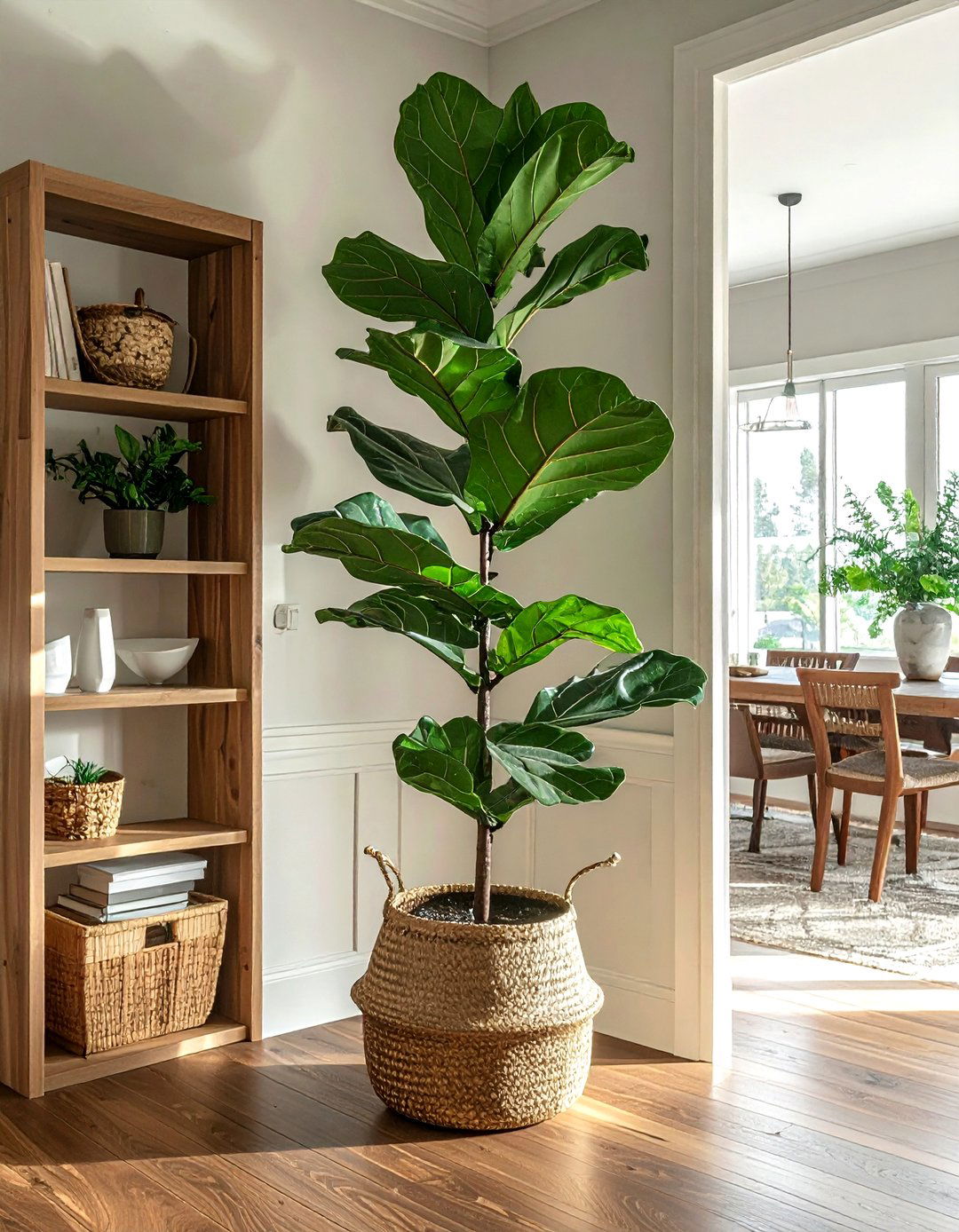 Tall Potted Plant - 30 forest green dining room ideas