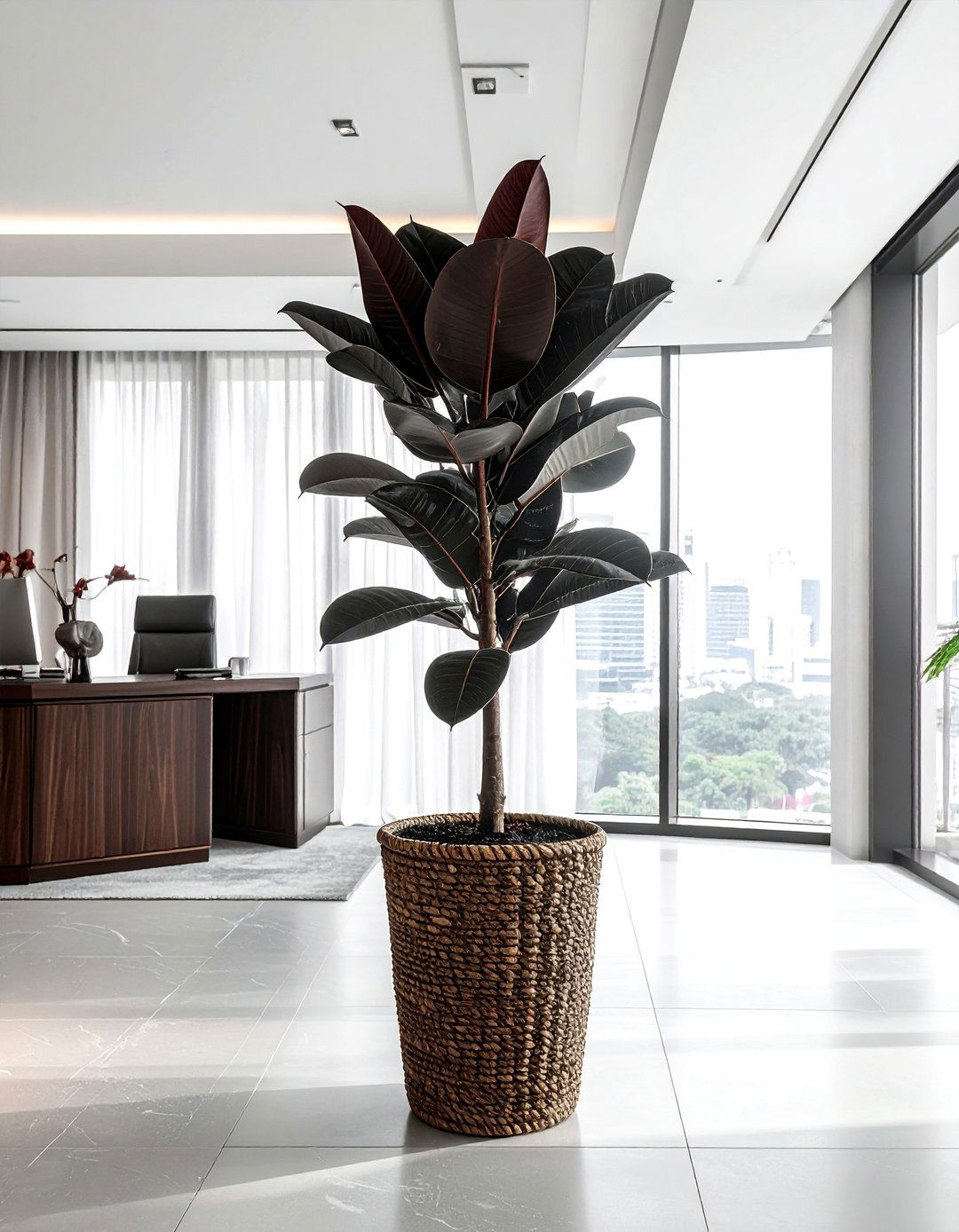 Tall Rubber Tree - 30 office plant ideas