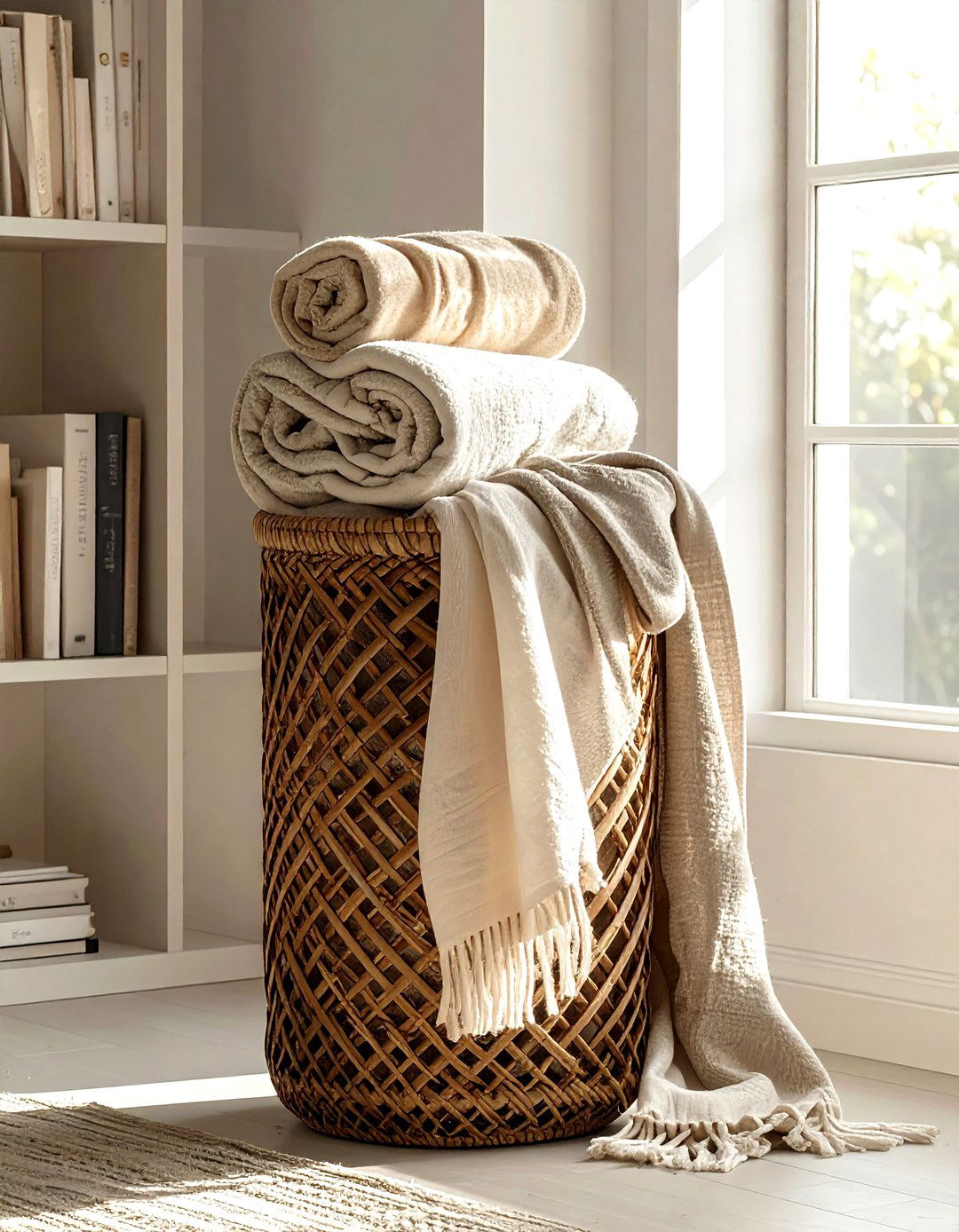 Tall Seagrass Basket - 30 blanket basket ideas