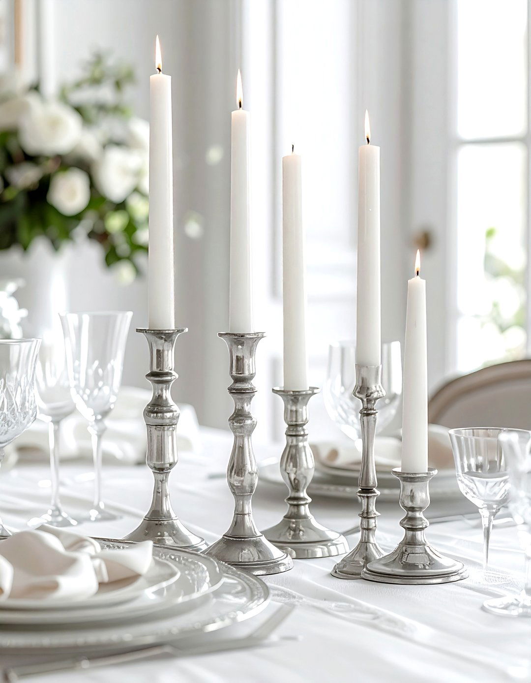 Tall Taper Candle Holders - 30 château dining room ideas