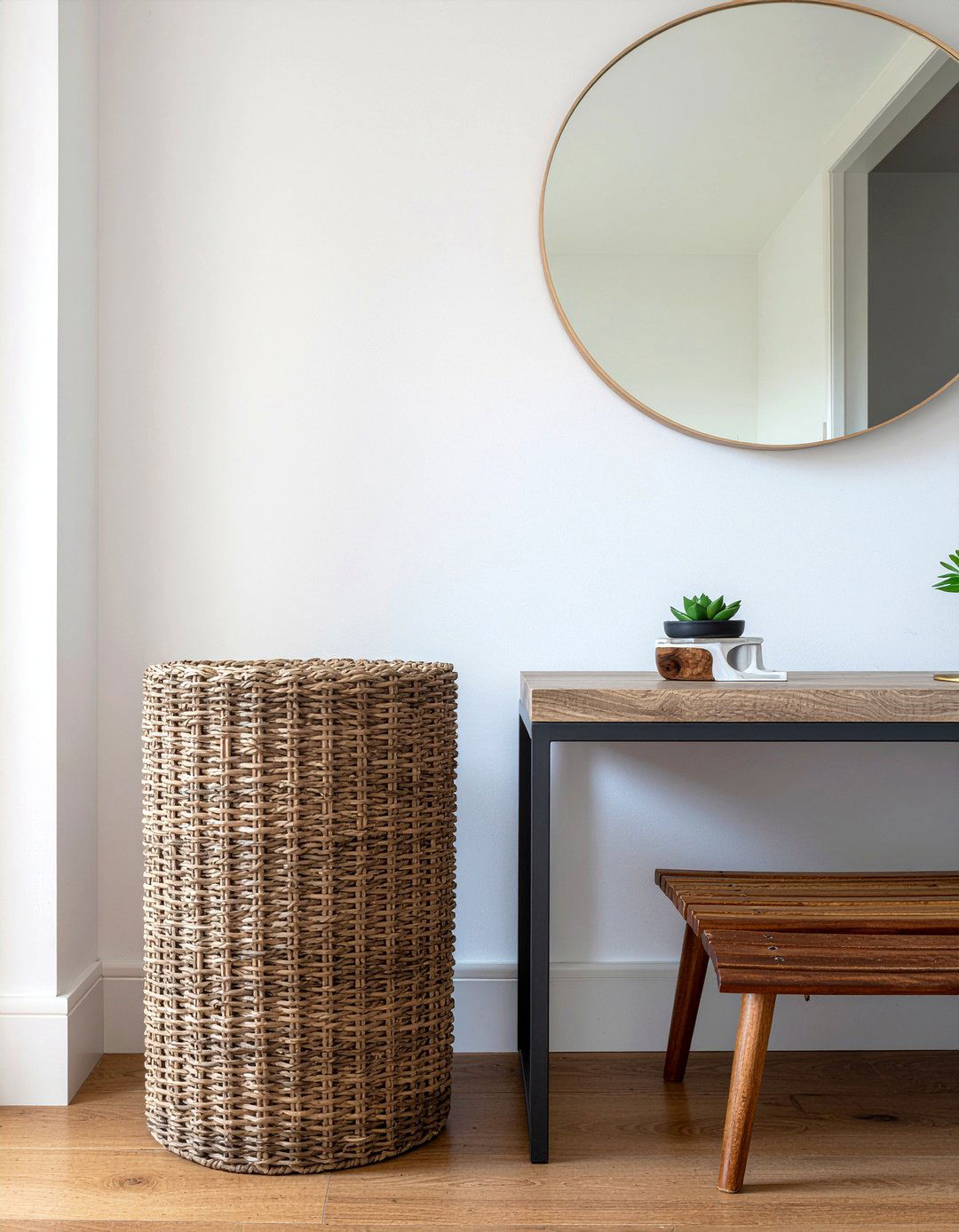 Tall Woven Ottoman - 30 living room woven ottoman ideas