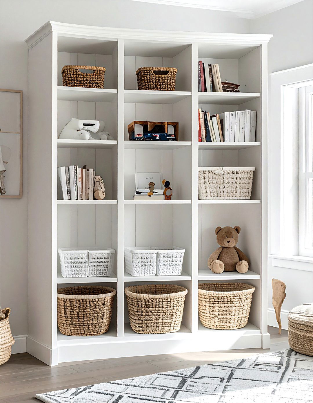 Tall bookcase toy organization - 30 living room toy storage ideas