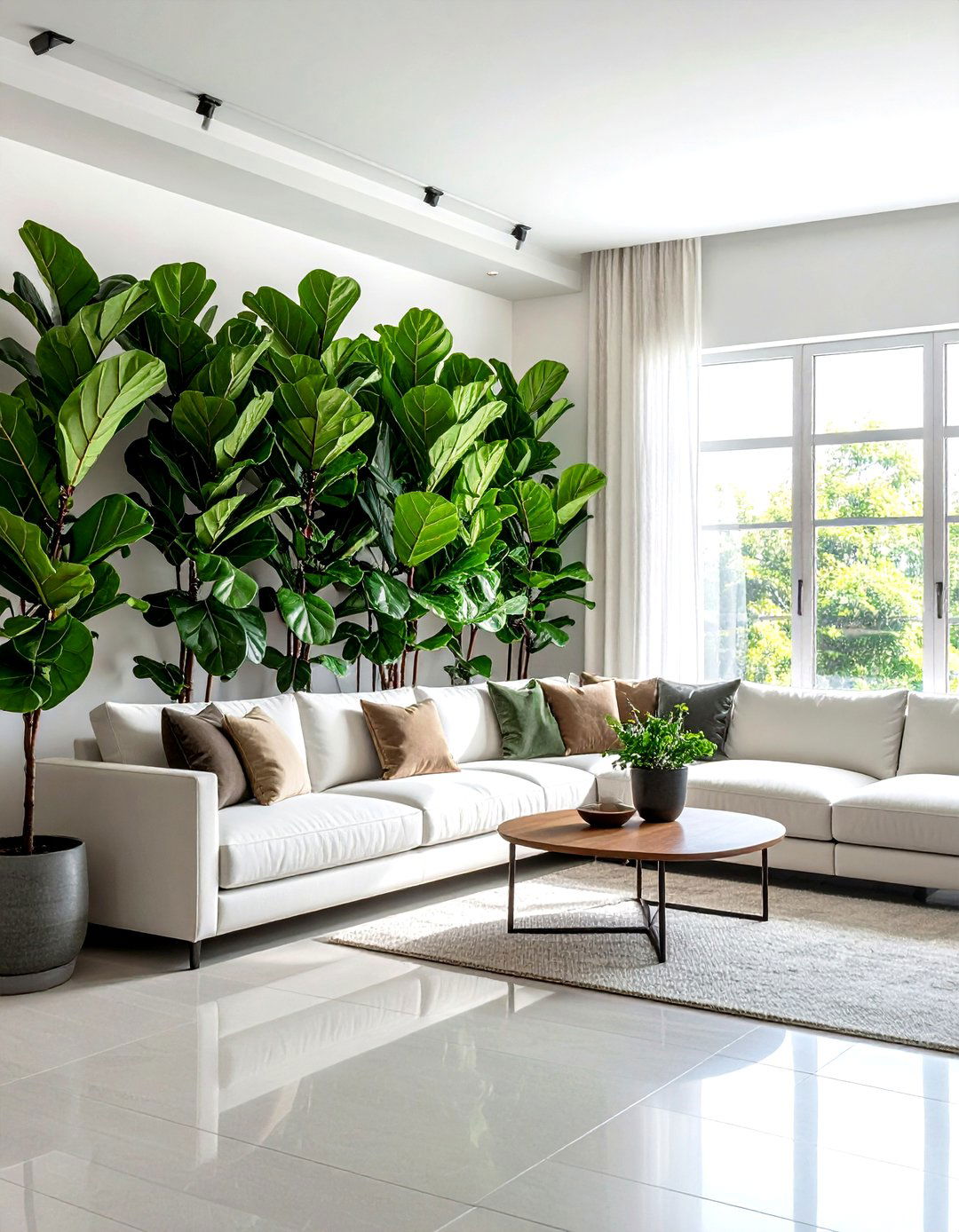 Tall indoor plants - 30 living room zoning ideas