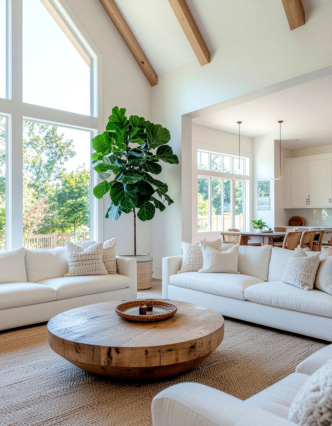 Tall indoor tree decor - 30 double height living room ideas