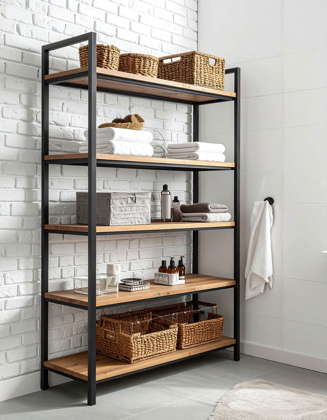 Tall narrow bathroom shelf - 30 bathroom space saving ideas