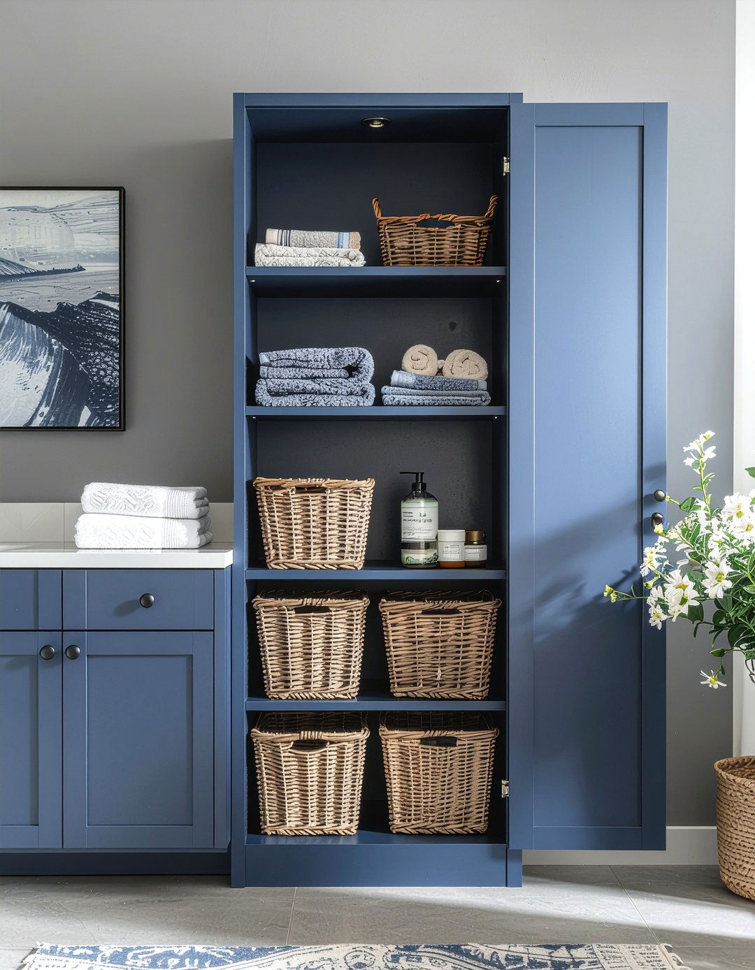 Tall storage cabinet - 30 bathroom optimization ideas