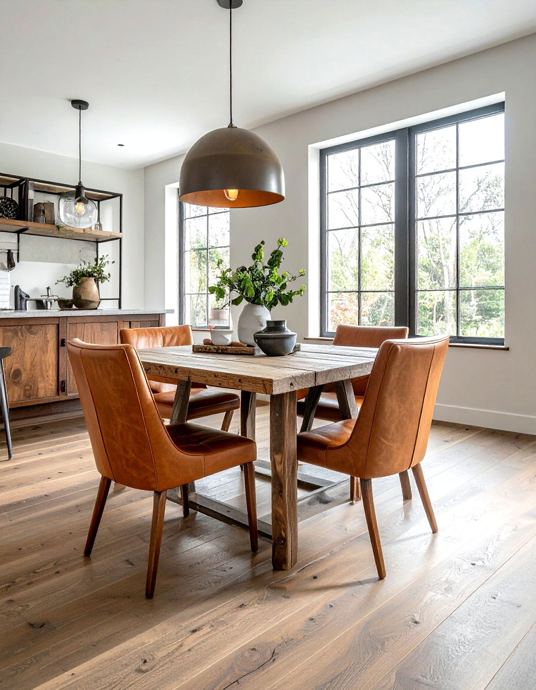 Tan Leather Dining Chair - 30 warm neutral dining room ideas