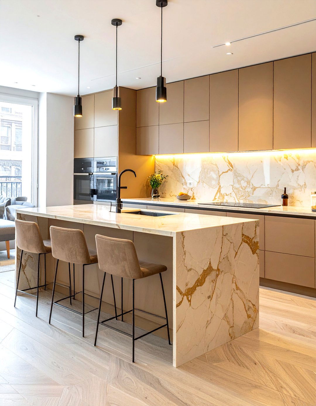 Tan Marble Kitchen - 30 tan kitchen ideas