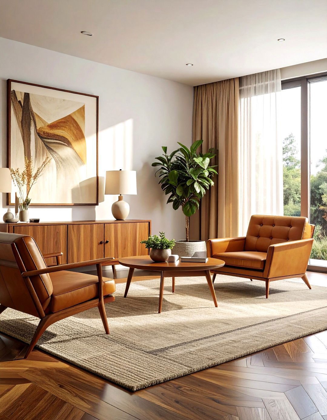 Tan Mid Century Modern Living Room - 30 warm tan living room ideas