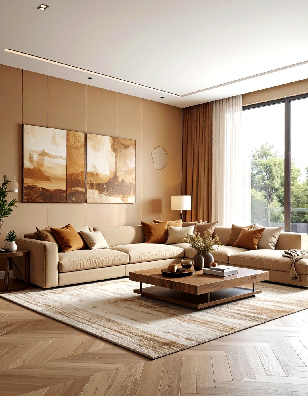 Tan Monochrome Living Room - 30 warm tan living room ideas