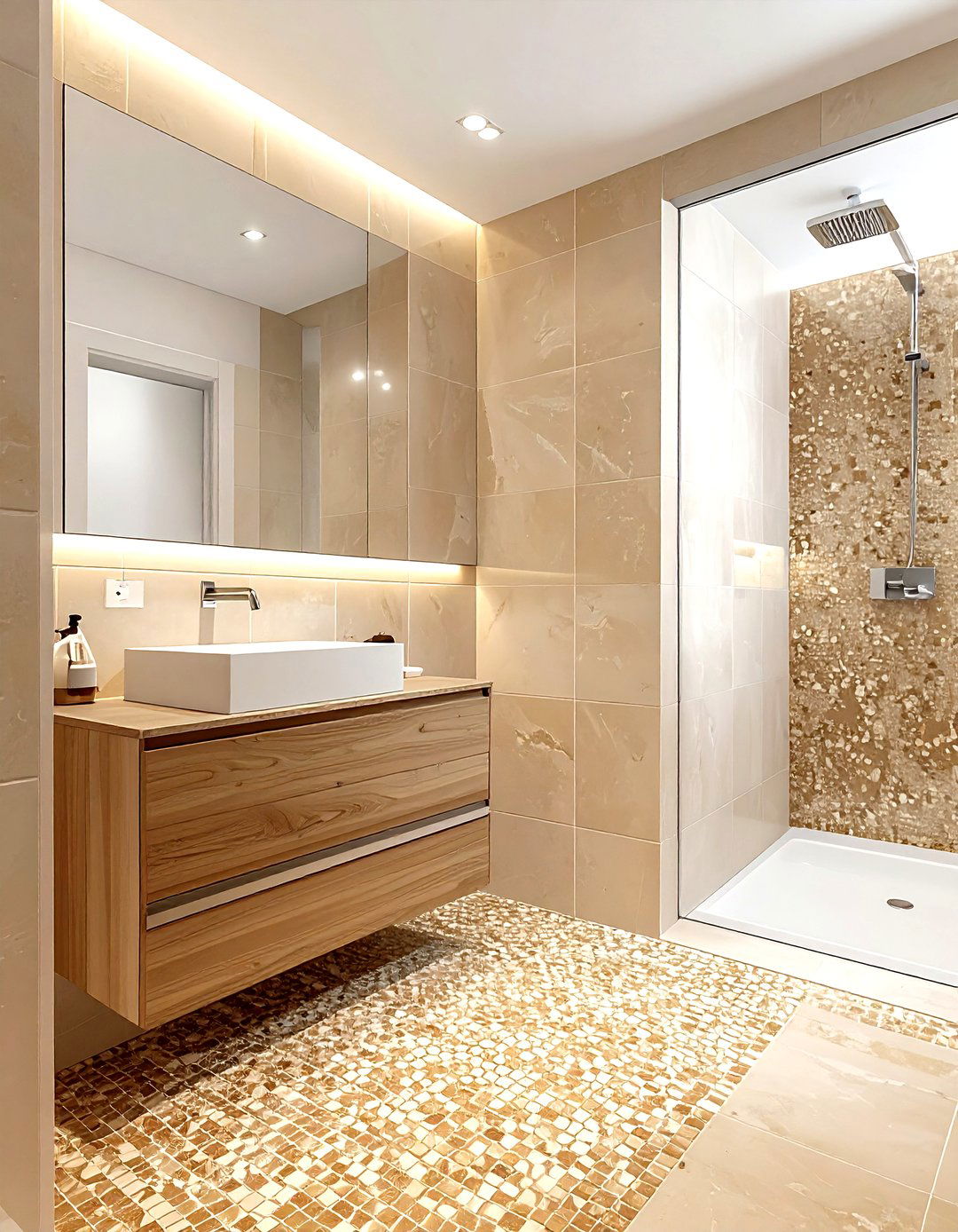 Tan Mosaic Tile Bathroom - 30 warm tan bathroom ideas