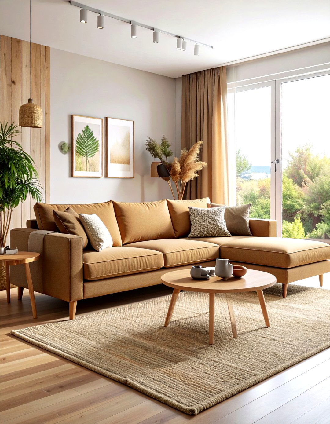 Tan Recycled Polyester Sofa - 30 living room performance fabric sofa ideas