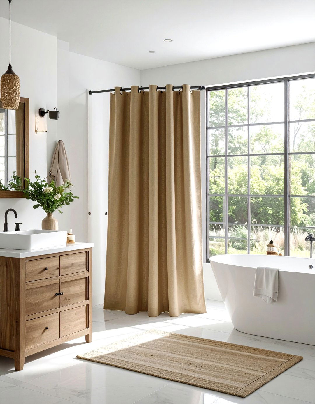 Tan Shower Curtain - 30 beige bathroom accessories ideas