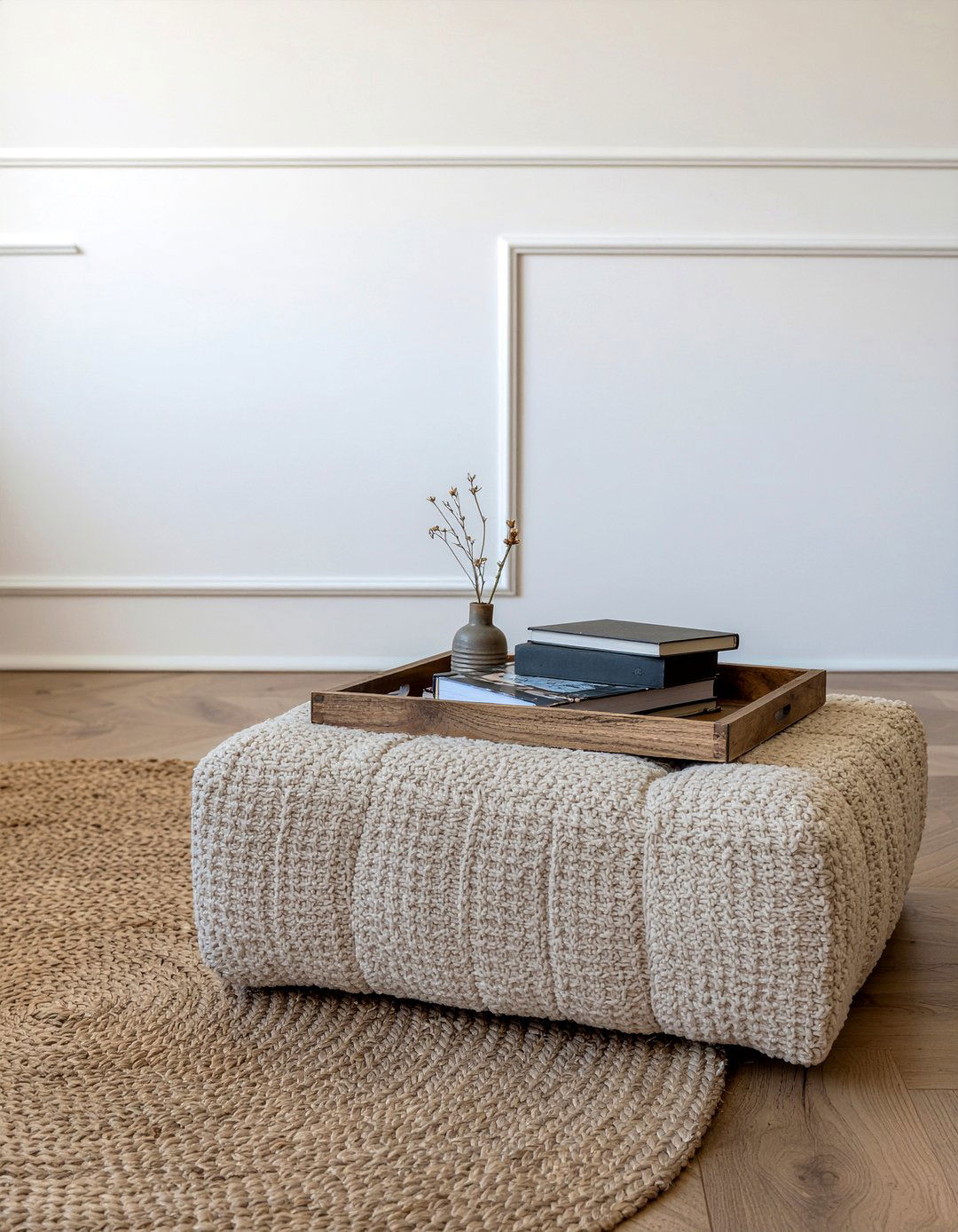 Tan Suede Ottoman - 30 suede living room ideas