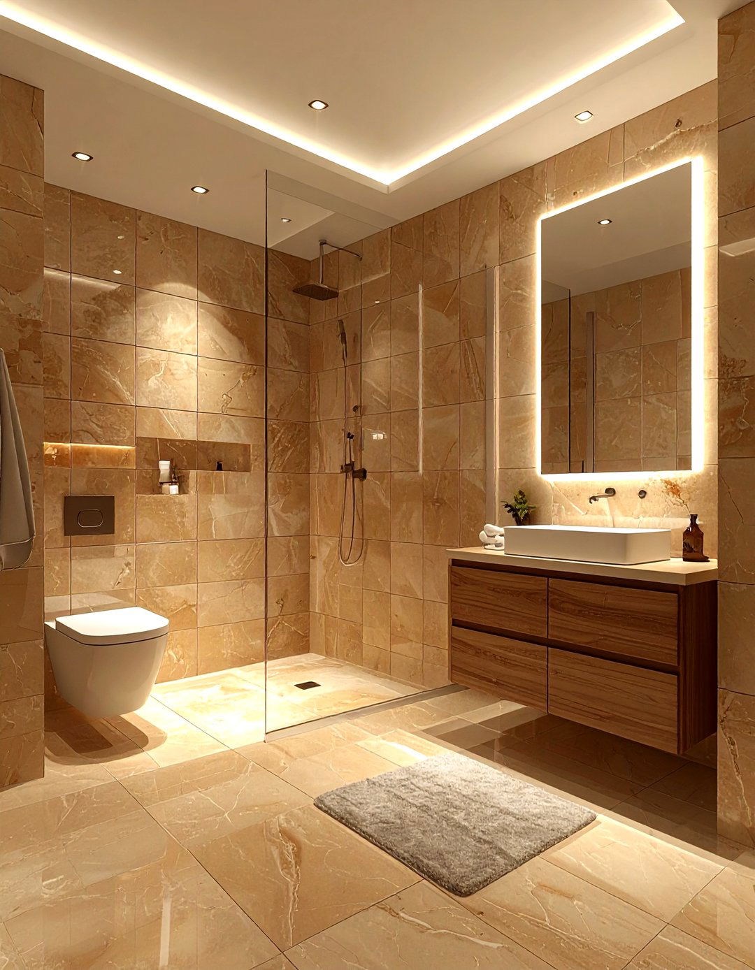 Tan Zellige Tile Bathroom - 30 tan bathroom ideas