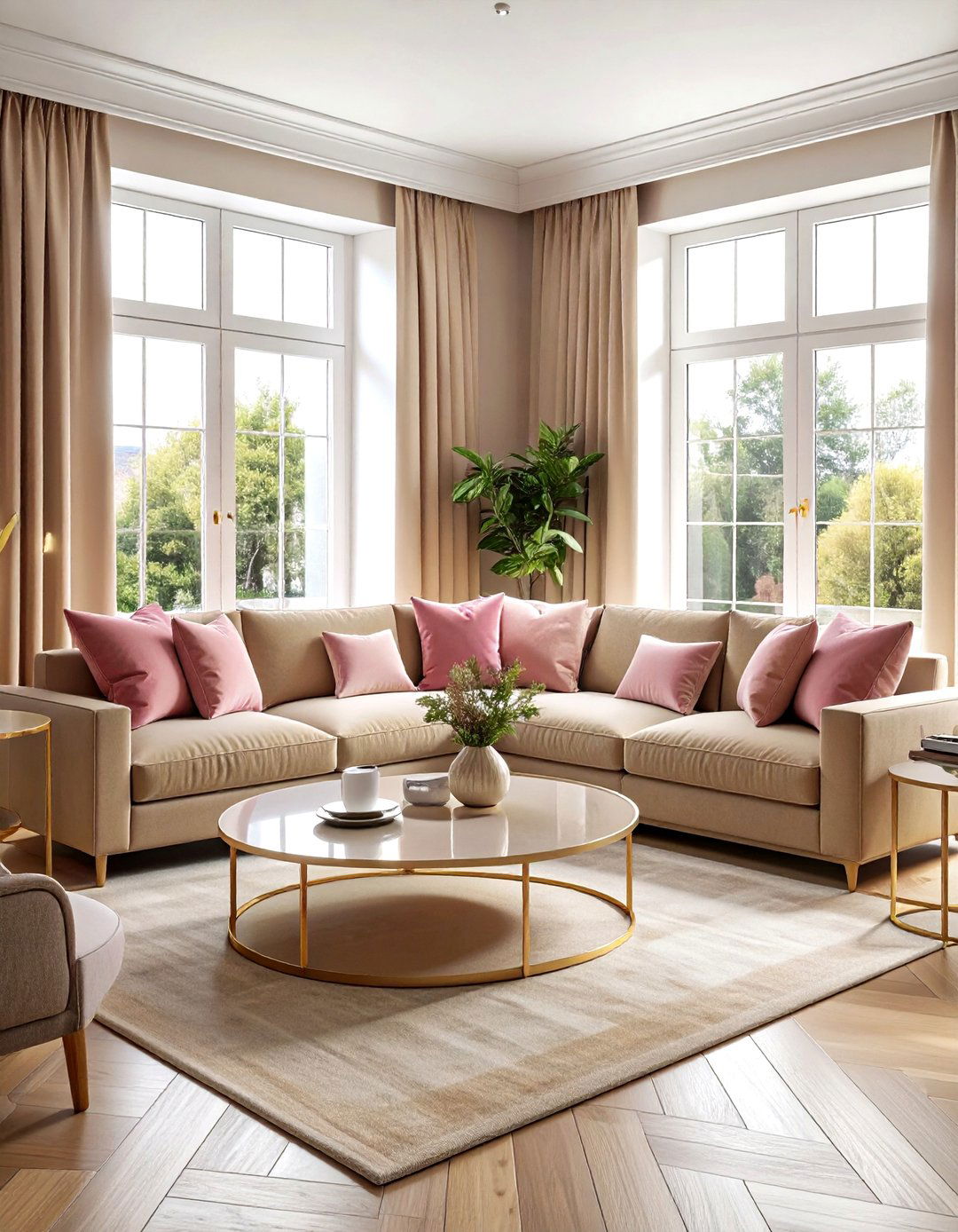 Tan and blush pink living room - 30 tan living room color schemes