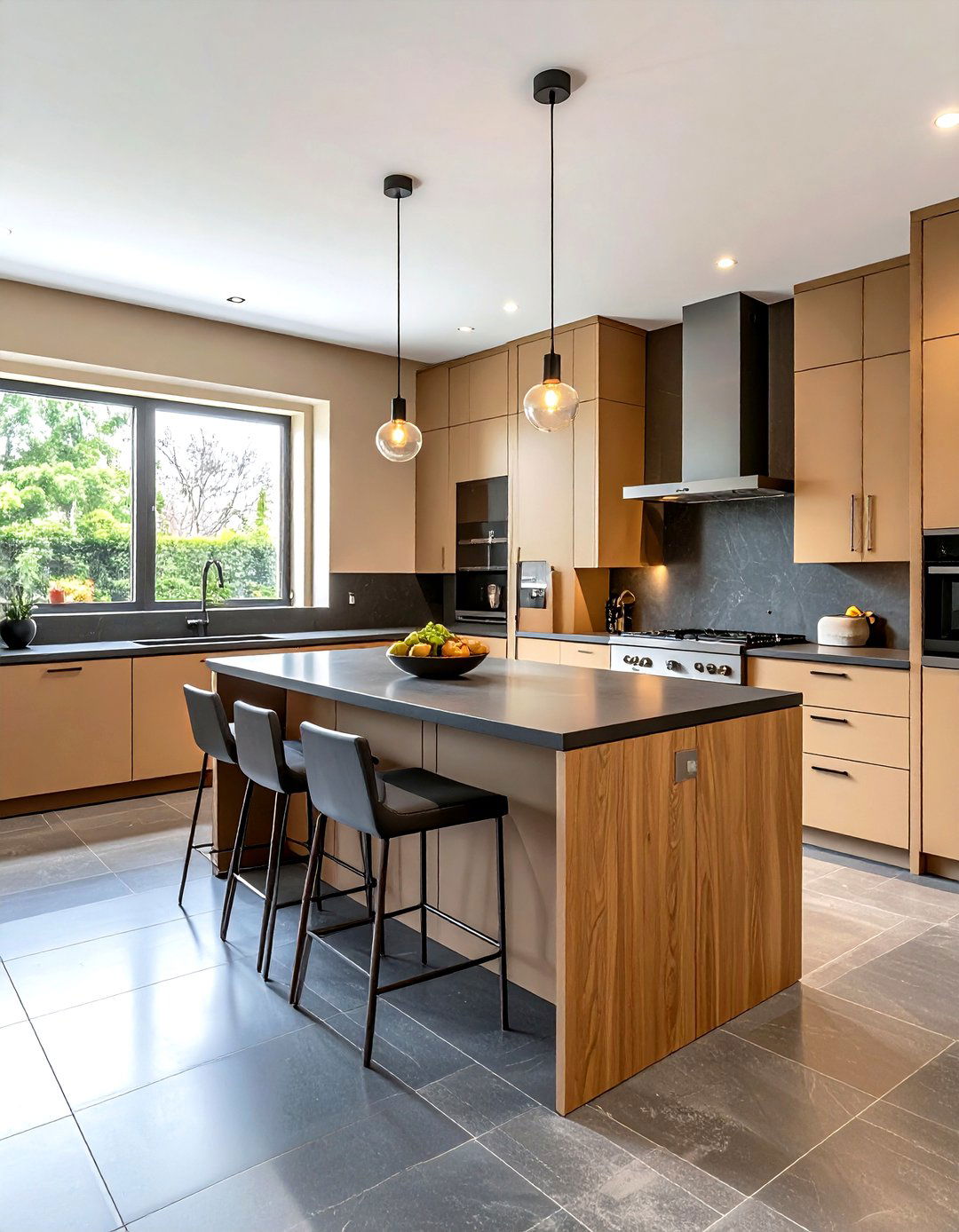 Tan and charcoal gray kitchen - 30 tan kitchen color schemes