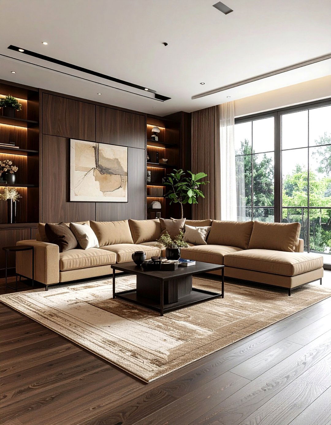 Tan and espresso living room - 30 tan living room color schemes