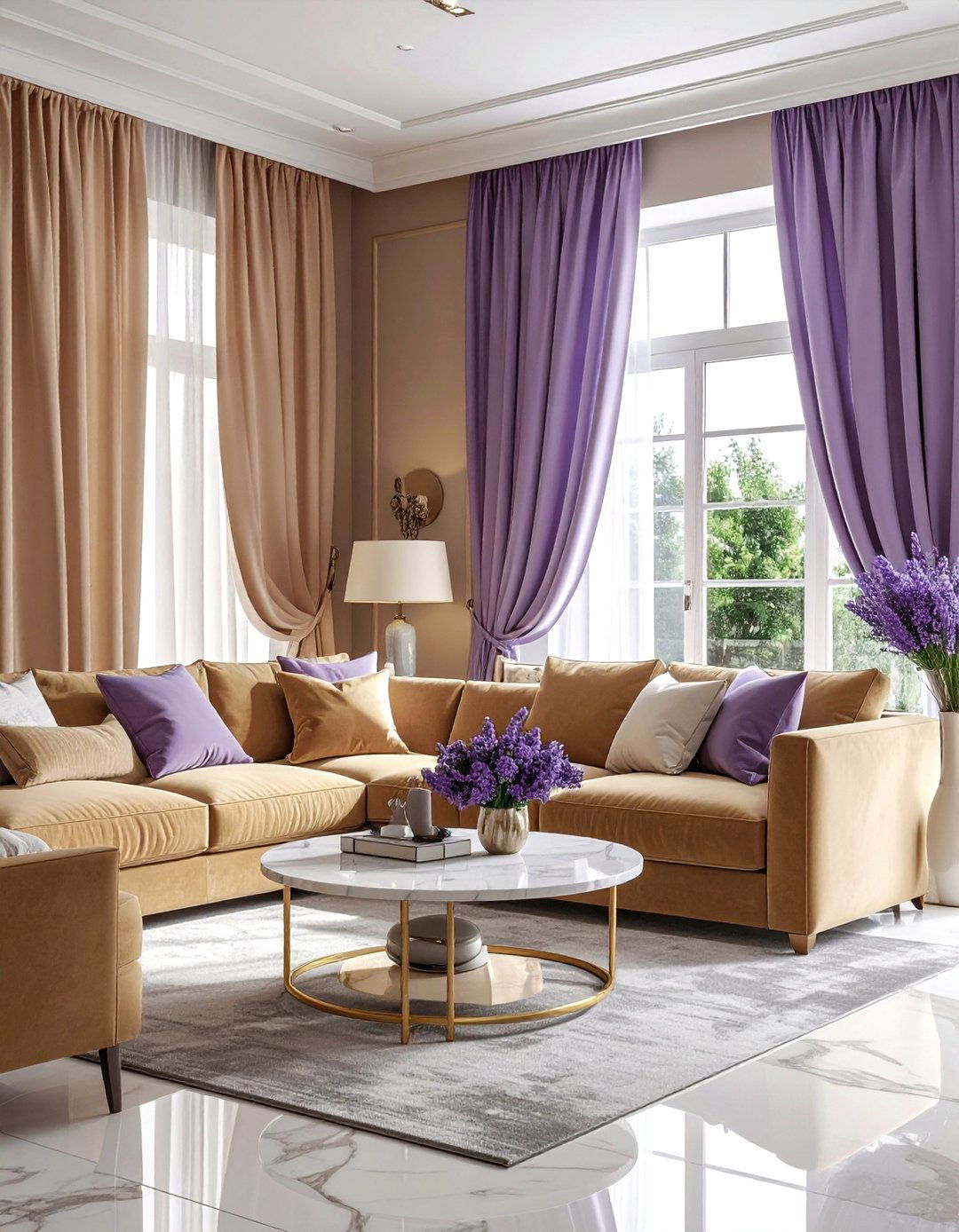 Tan and lavender living room - 30 tan living room color schemes