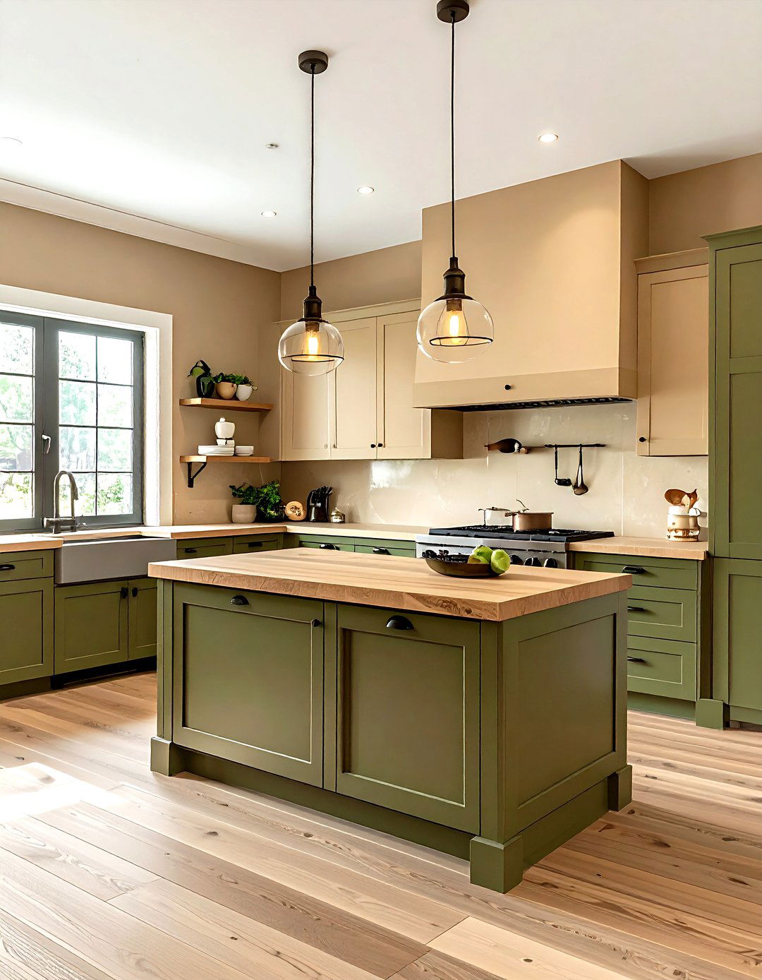 Tan and olive green kitchen - 30 tan kitchen color schemes