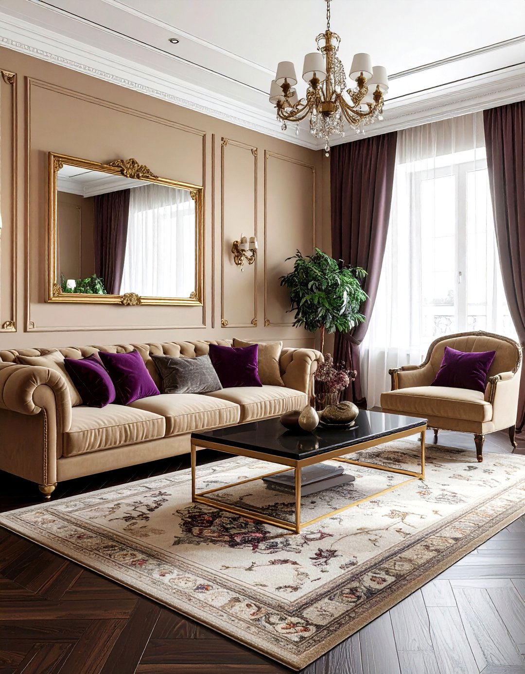 Tan and plum living room - 30 tan living room color schemes