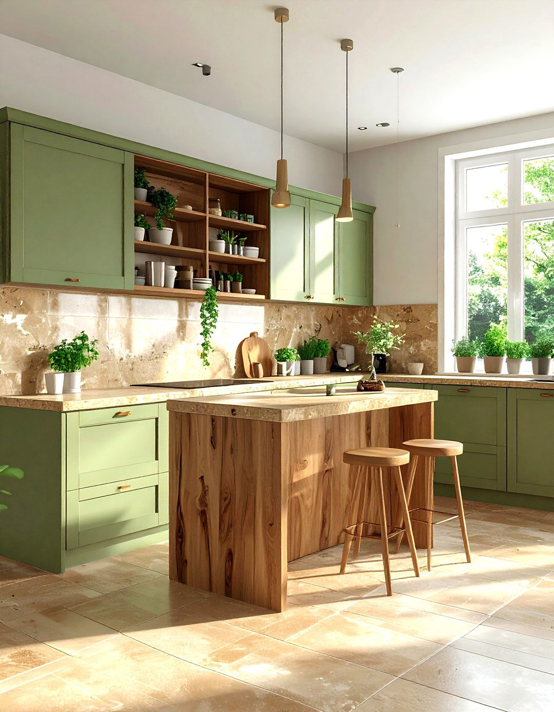 Tan and sage green kitchen - 30 tan kitchen color schemes