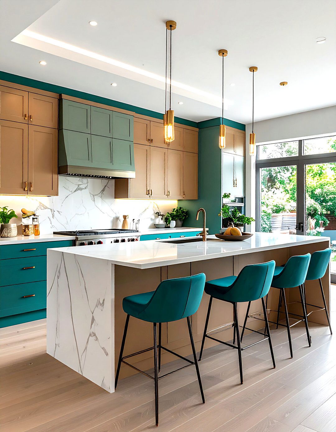 Tan and teal kitchen - 30 tan kitchen color schemes