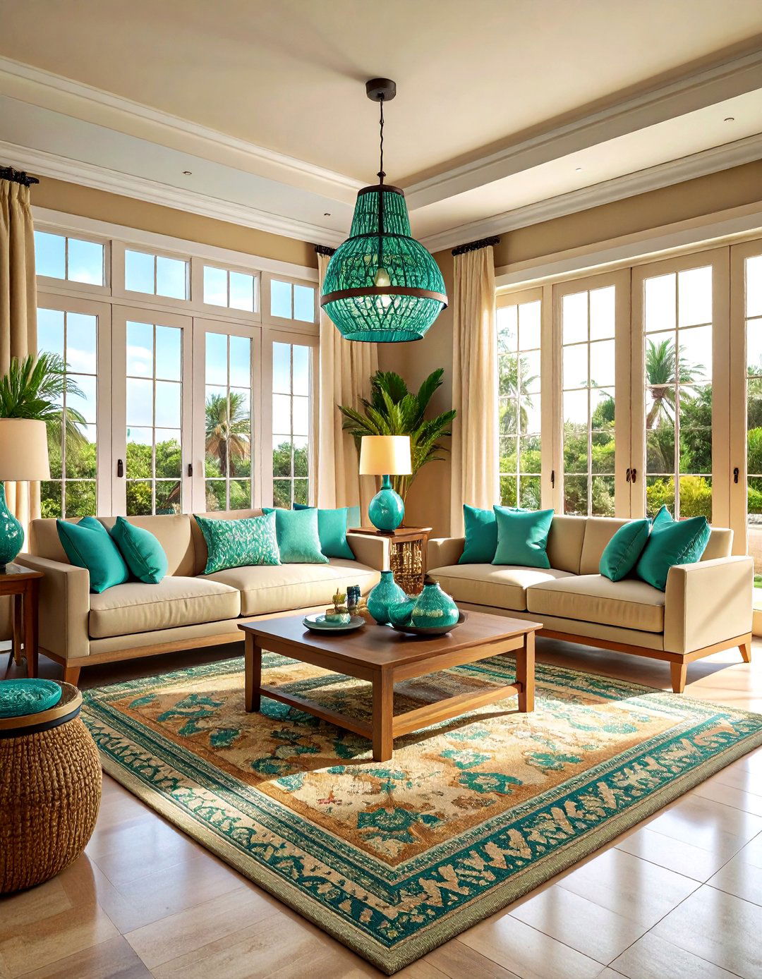Tan and turquoise living room - 30 tan living room color schemes