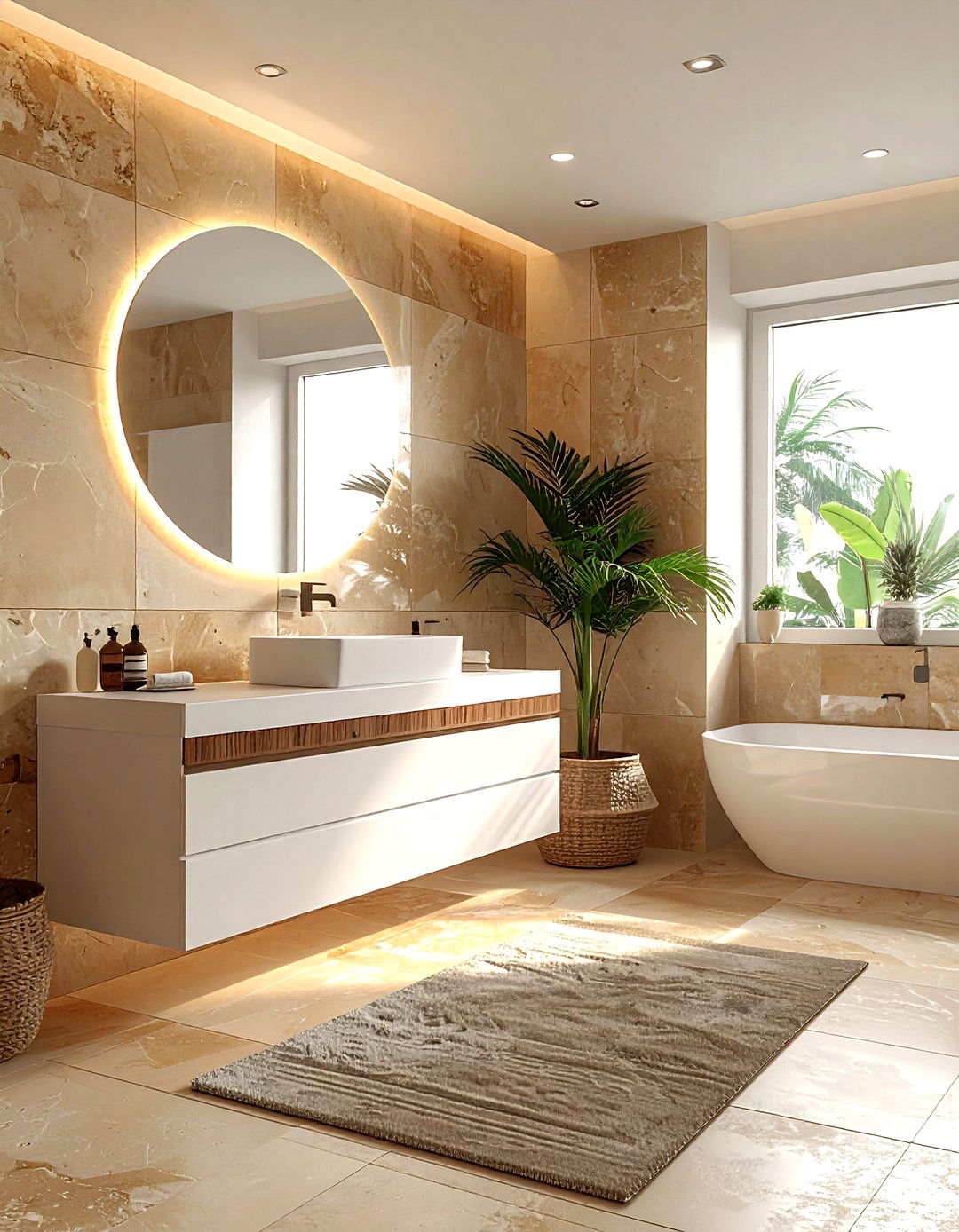 Tan bathroom tiles - 30 brown and white bathroom ideas