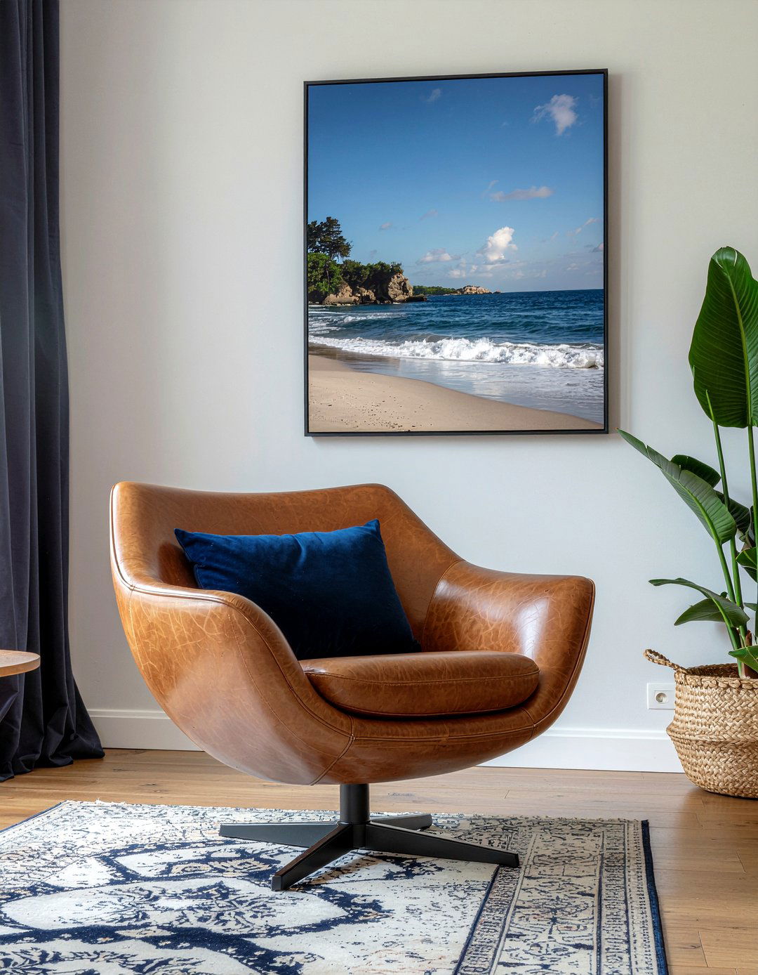 Tan leather Barcelona chair - 30 living room Barcelona chair ideas