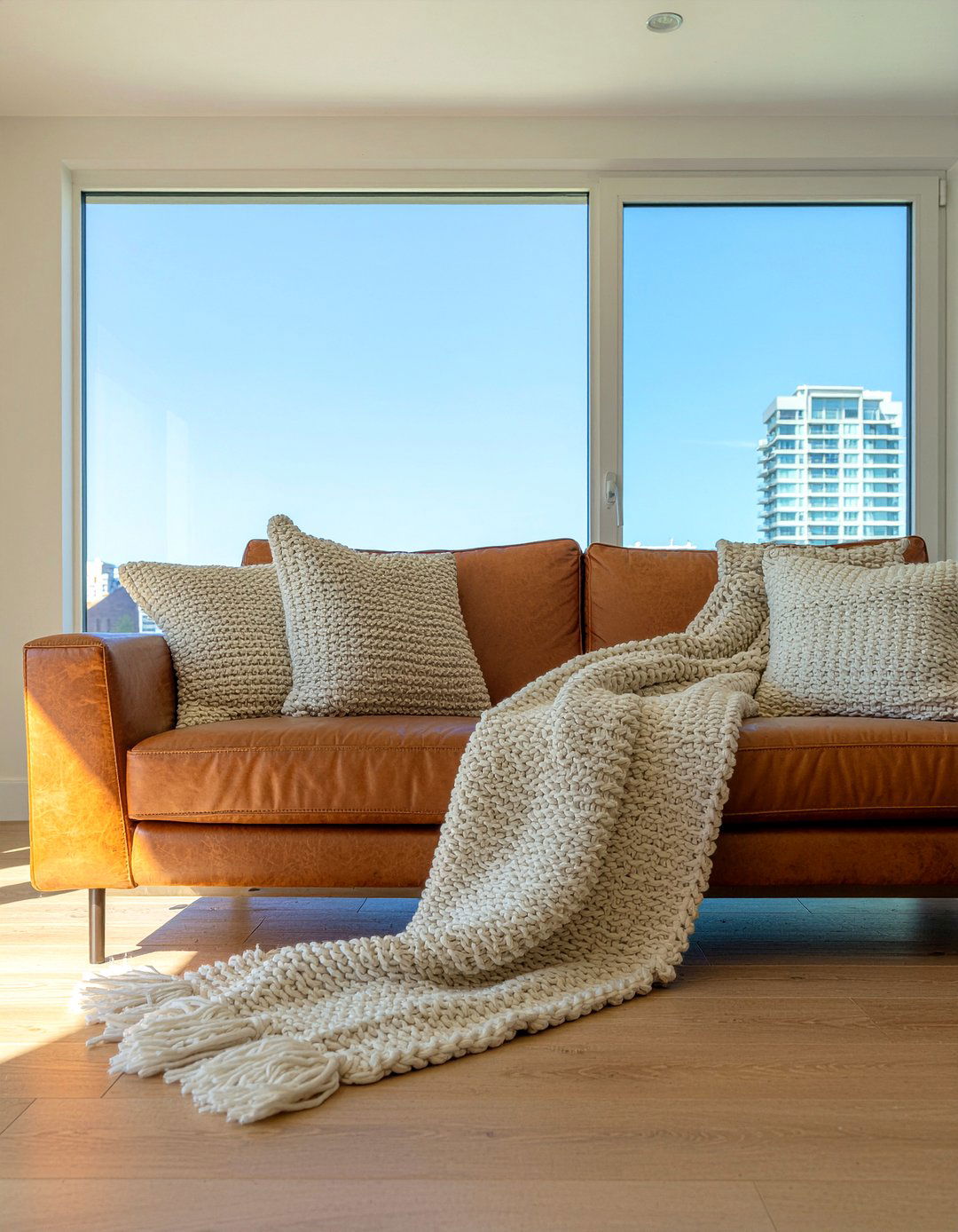 Tan leather sofa - 30 tan living room ideas