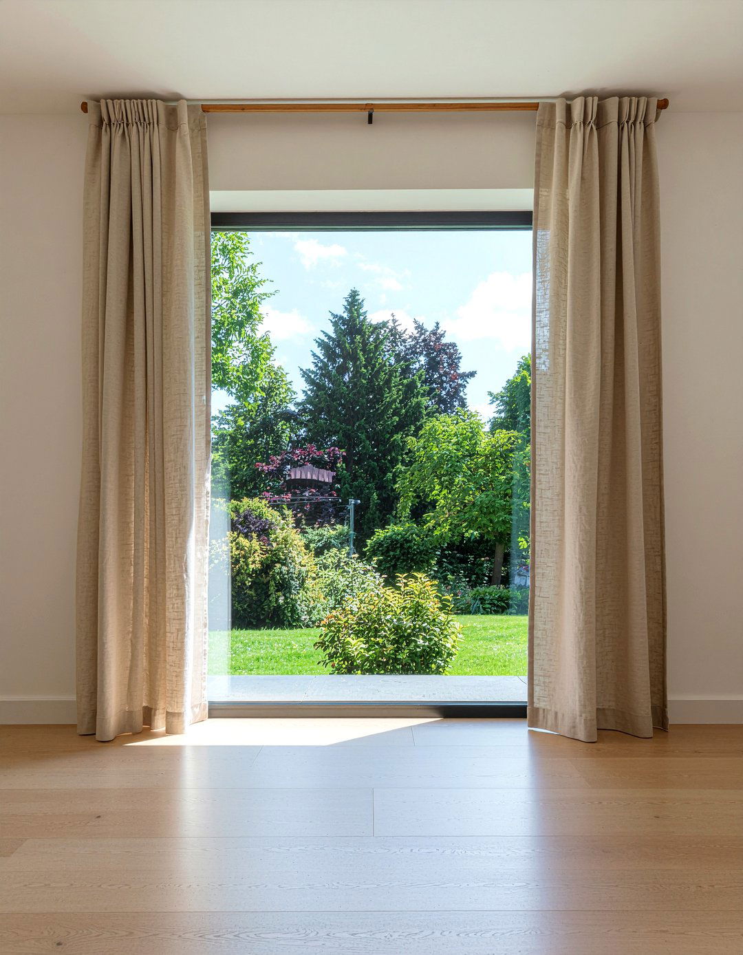 Tan linen curtains - 30 tan living room ideas