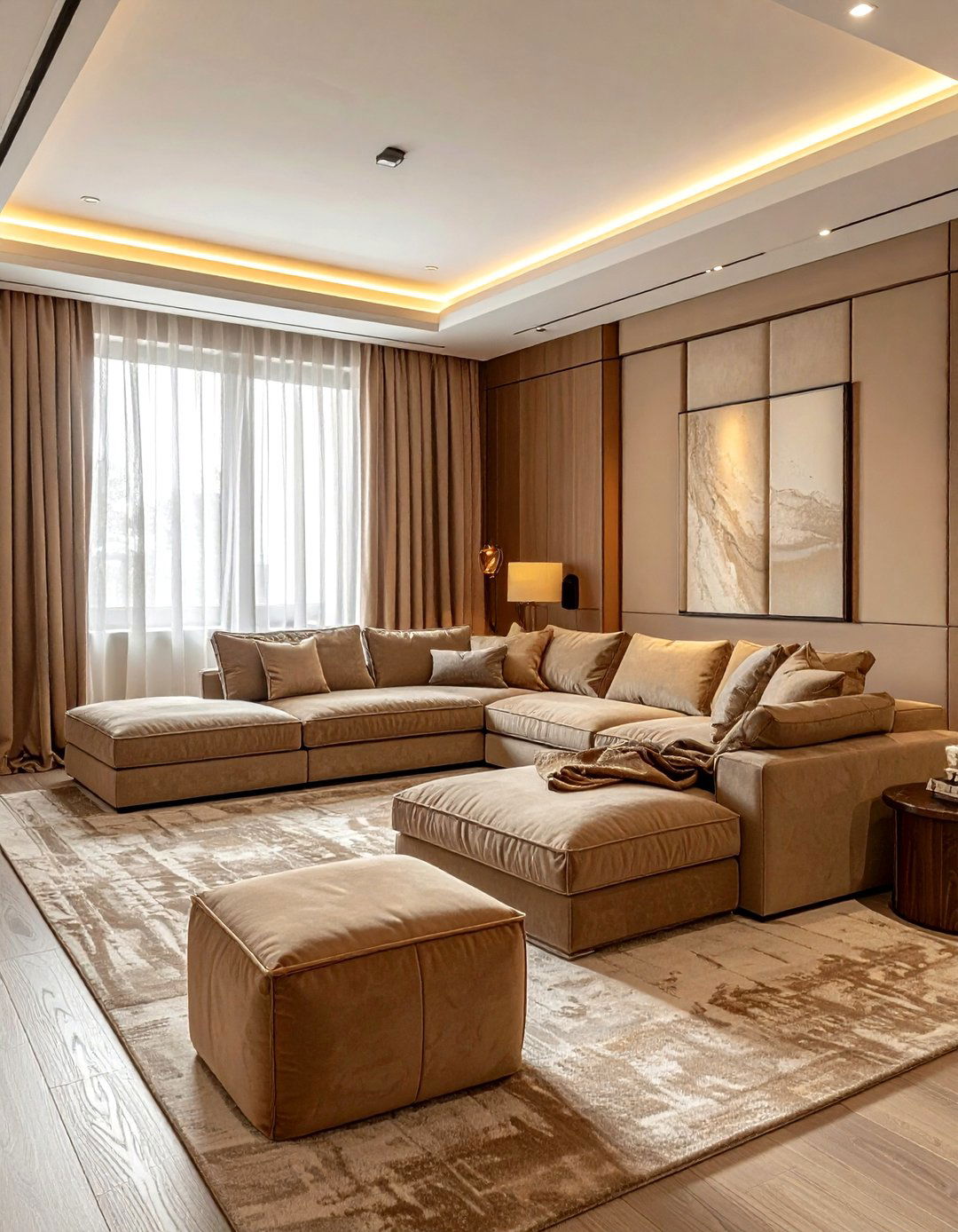 Tan media room - 30 monochromatic decor ideas