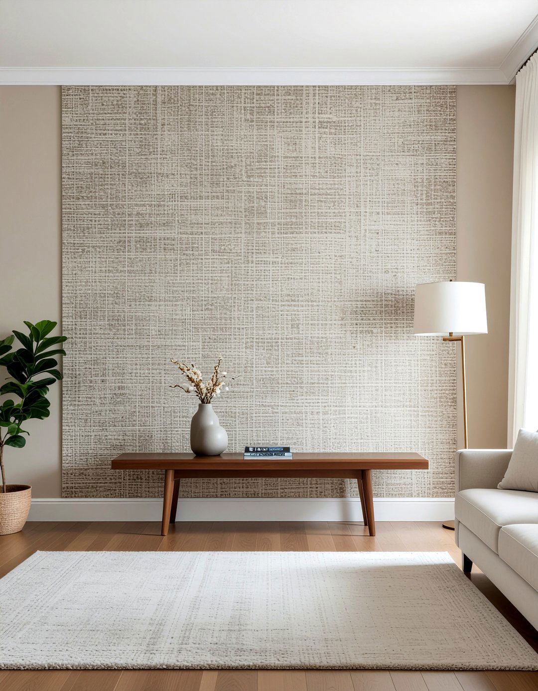 Tan textured wallpaper - 30 tan living room ideas